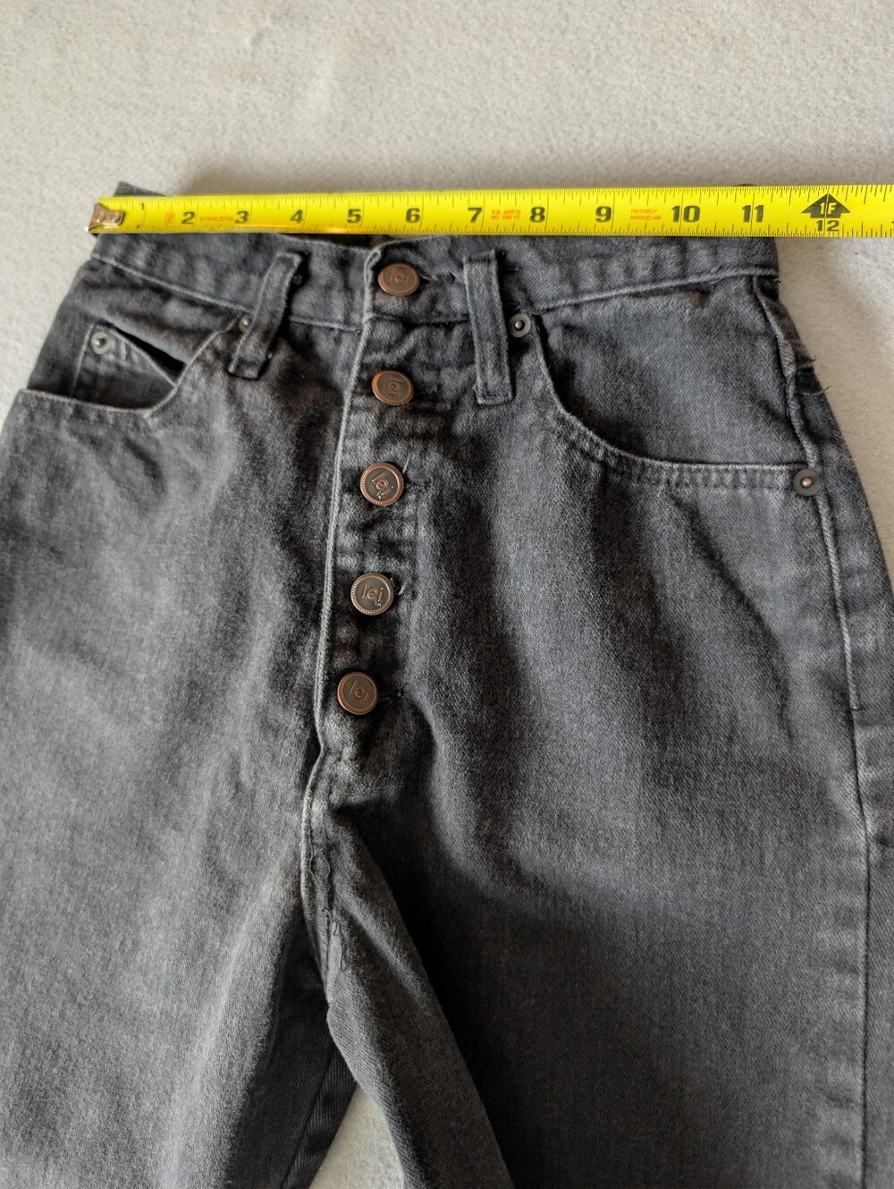 Vintage Early 90s Lei Denim Black Mom Jeans High Rise Taper Sz 3/23 Waist USA image 7